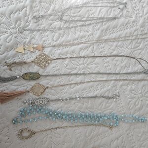 Elegant Long Silver, Rose Gold and Gold Necklaces Set